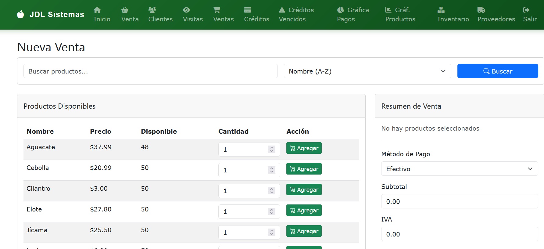 Sistema de Frutería